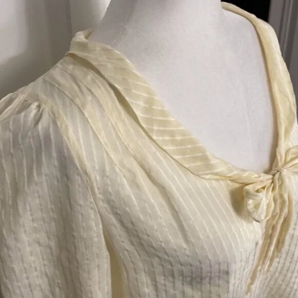 Marc by Marc Jacobs Yellow Striped Sheet Bow Tie Long Sleeve Blouse - Picture 3 of 5